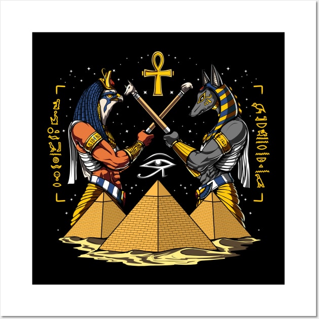 Ancient Egyptian Gods Horus Anubis Wall Art by underheaven